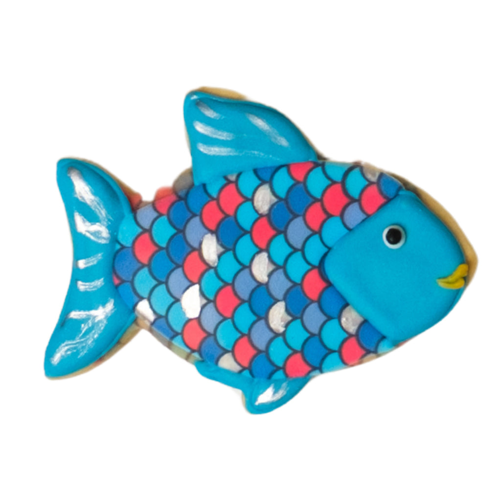 National Reading Month fish cookie with colorful scales