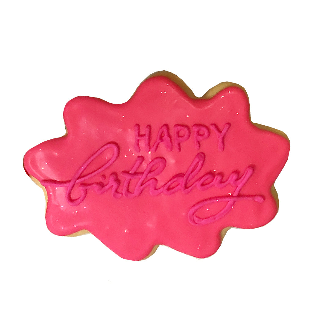 Tone on Tone pink Happy Birthday plaque cookie