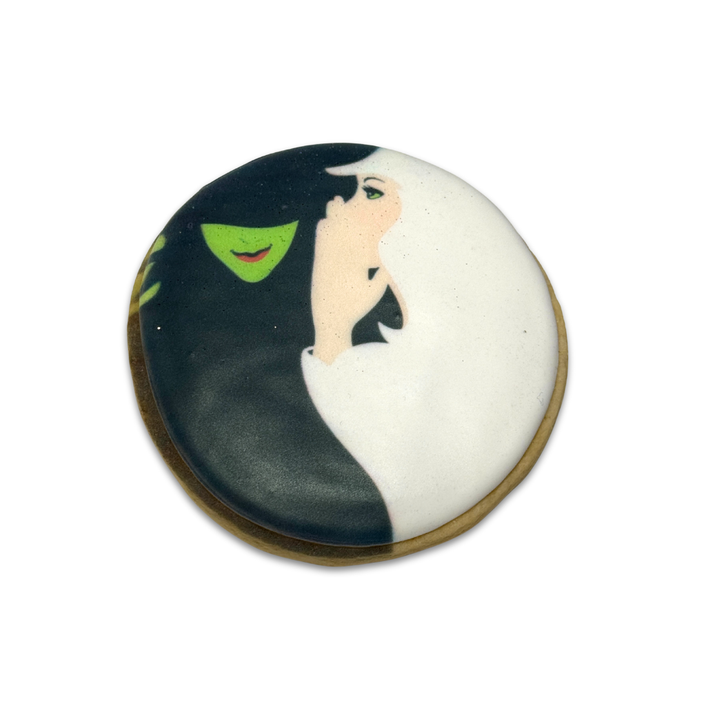 Wickedly Sweet Cookie with black and white character icing