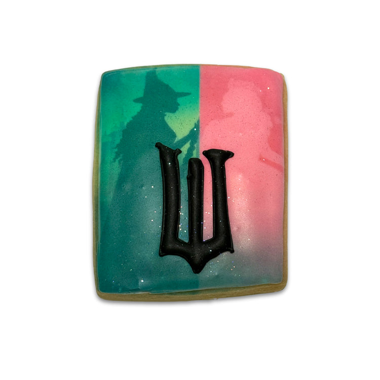 Wickedly Sweet Cookie with green and pink icing and black logo