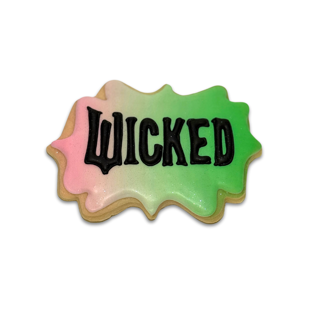 Wickedly Sweet Cookie with pink and green icing