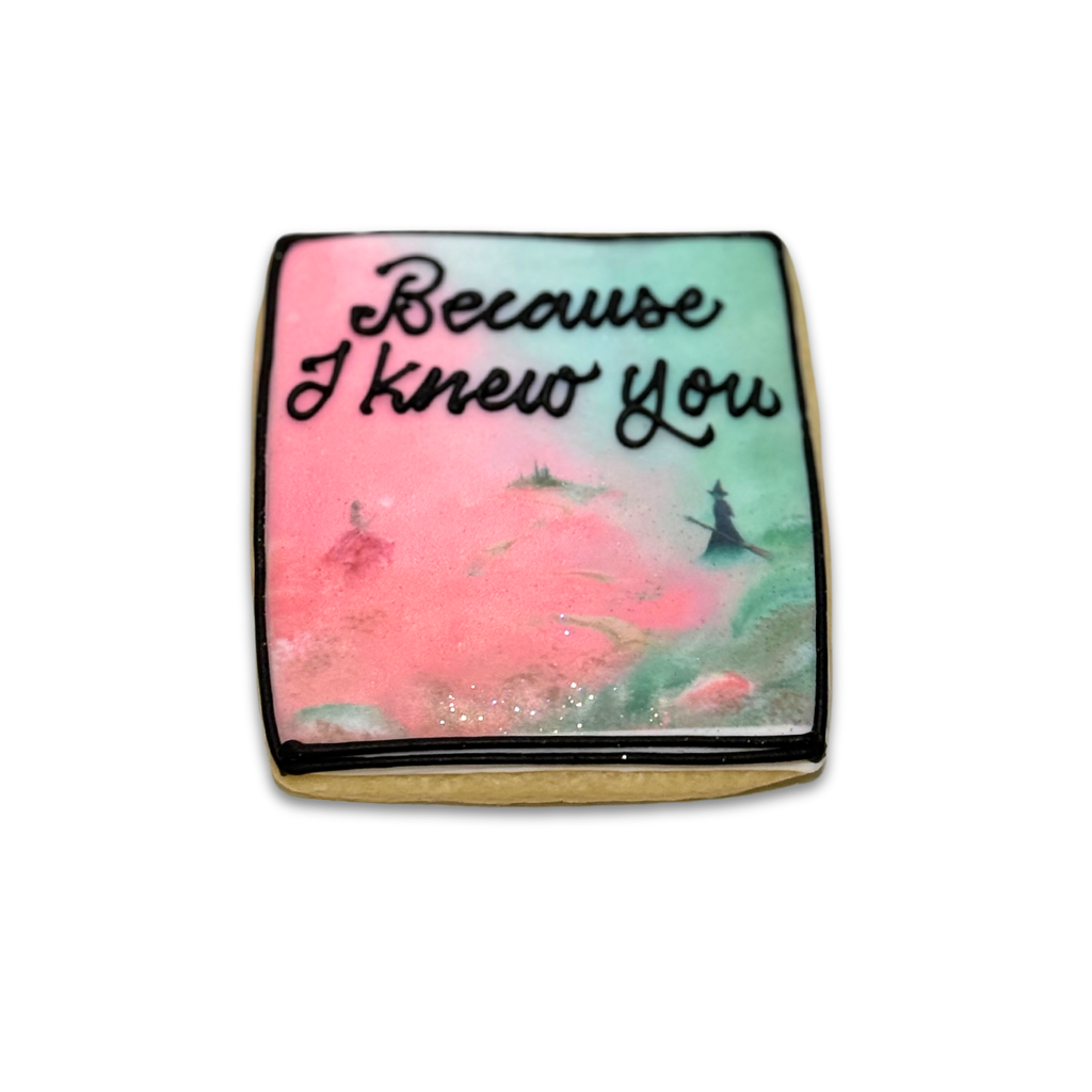 Wickedly Sweet Cookie with pink and green watercolor design
