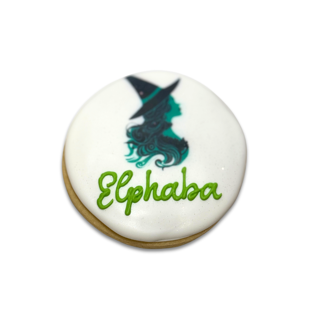 Wickedly Sweet Cookie with Elphaba witch silhouette icing