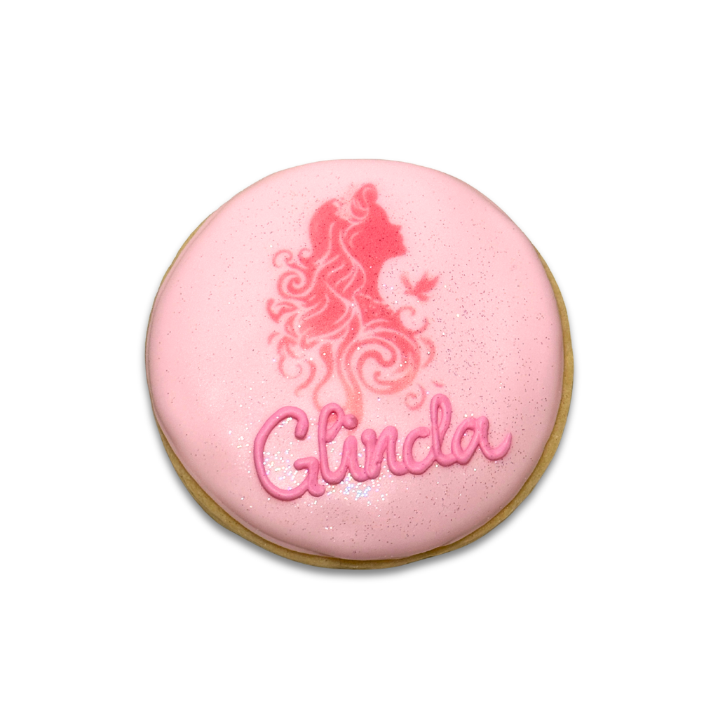 Wickedly Sweet Cookie with pink icing and Glinda design.