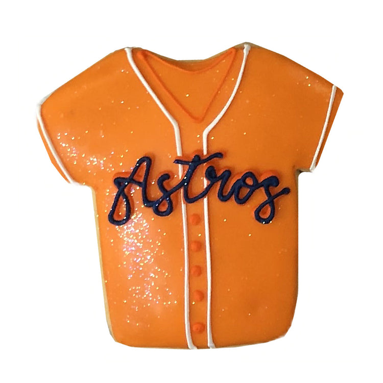 Astros orange jersey cookie with glitter icing