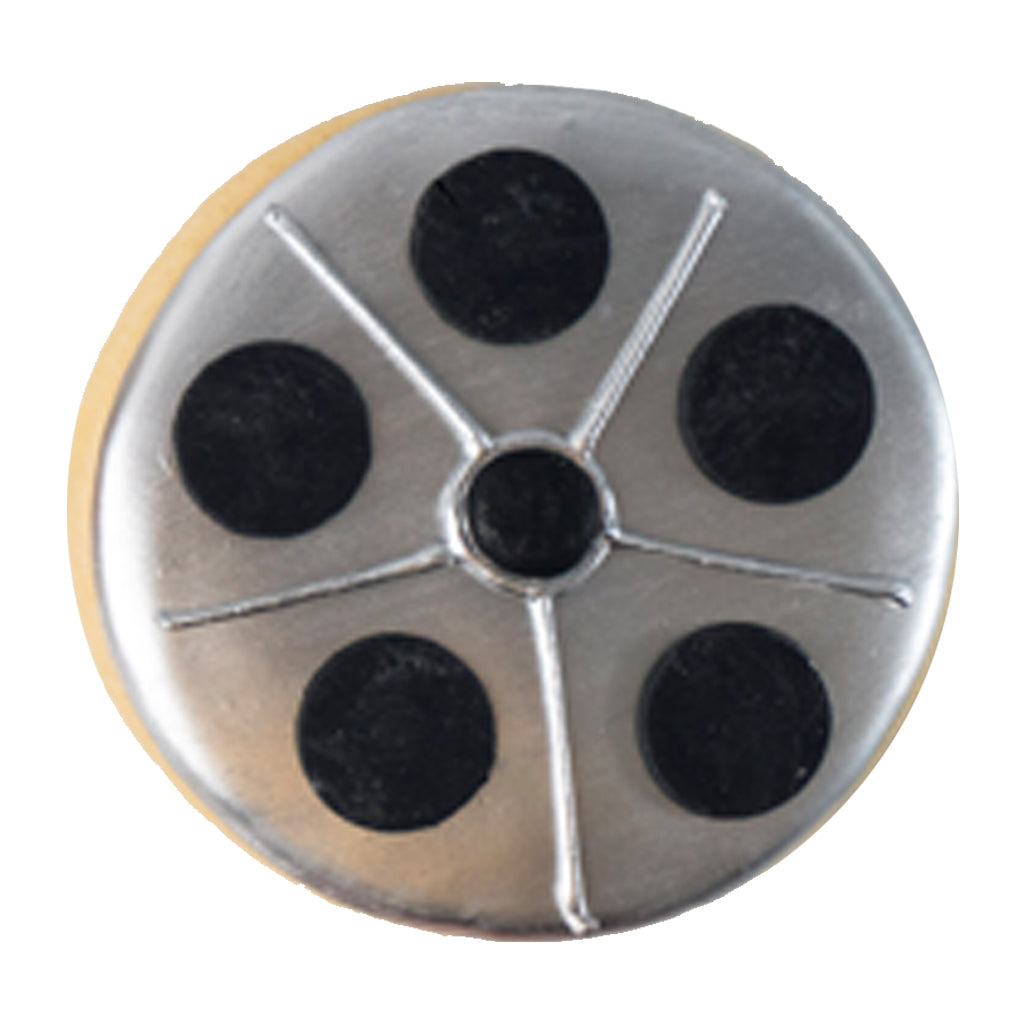 Academy Awards cookie shaped like a silver film reel