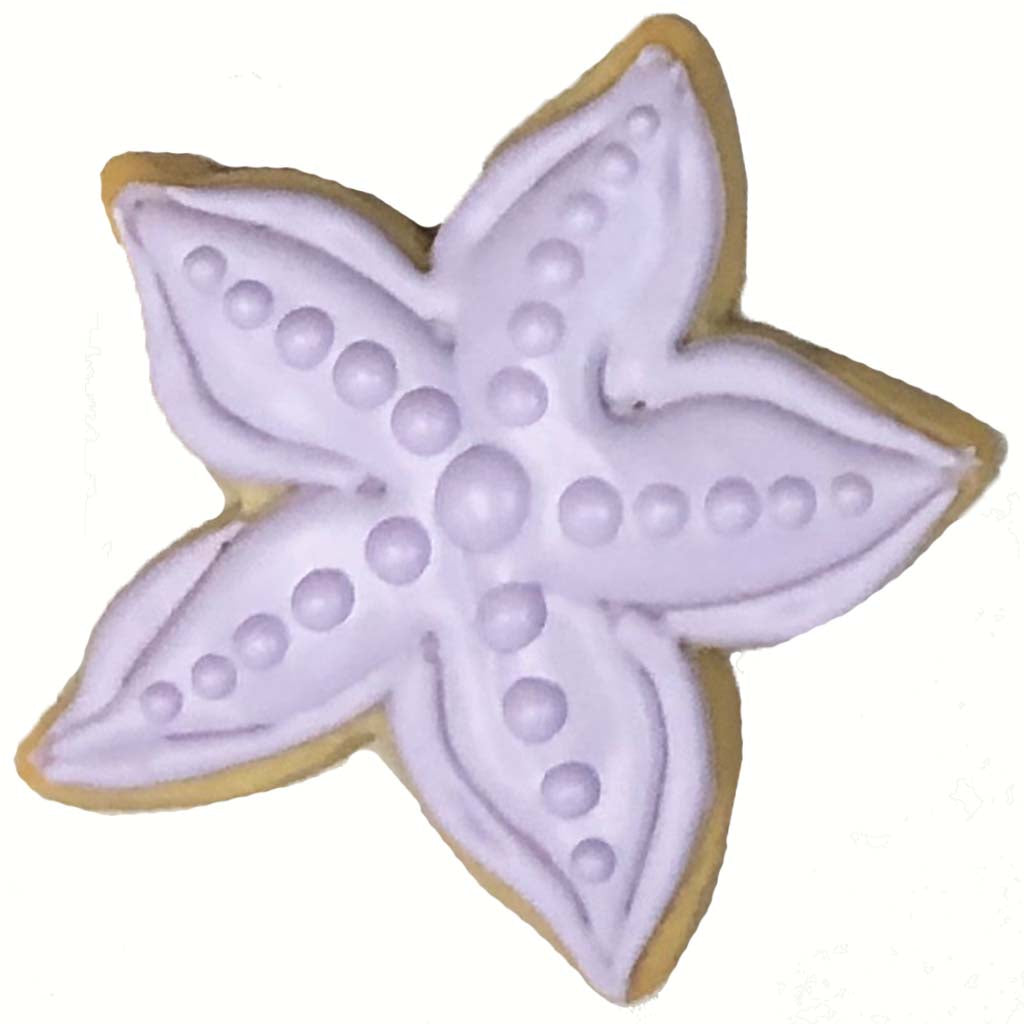 Little Mermaid starfish cookie with purple icing details