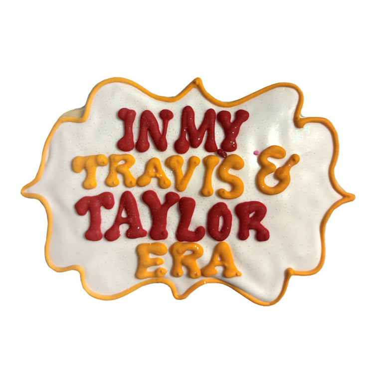Super Bowl LIX Team Swelce cookie with red and gold lettering.