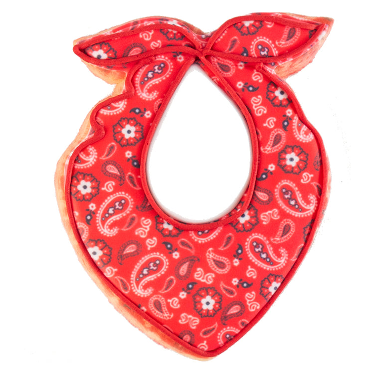 Rodeo theme gift box featuring a red paisley bandana bib.