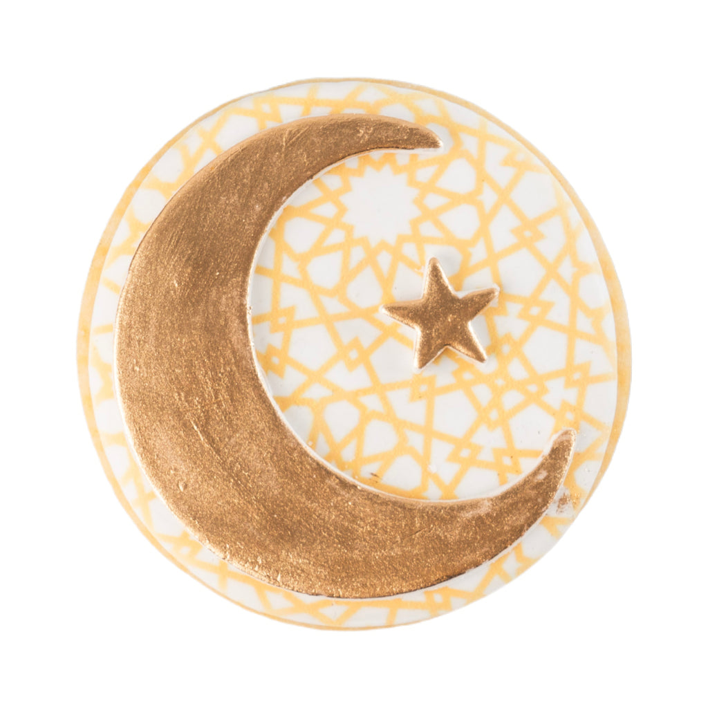 Ramadan Eid butter cookie with gold crescent and star design