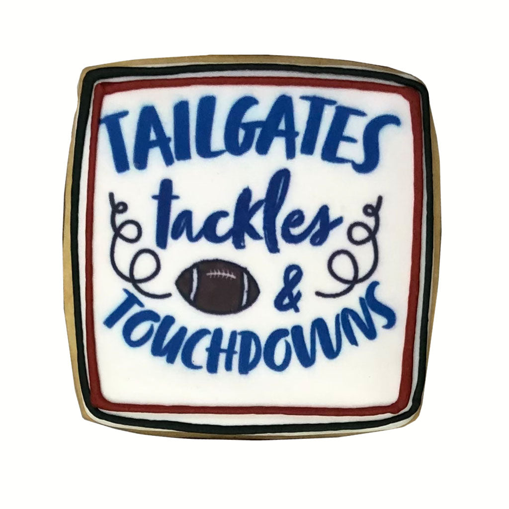 Superbowl Sunday 2026 butter cookie with football text design