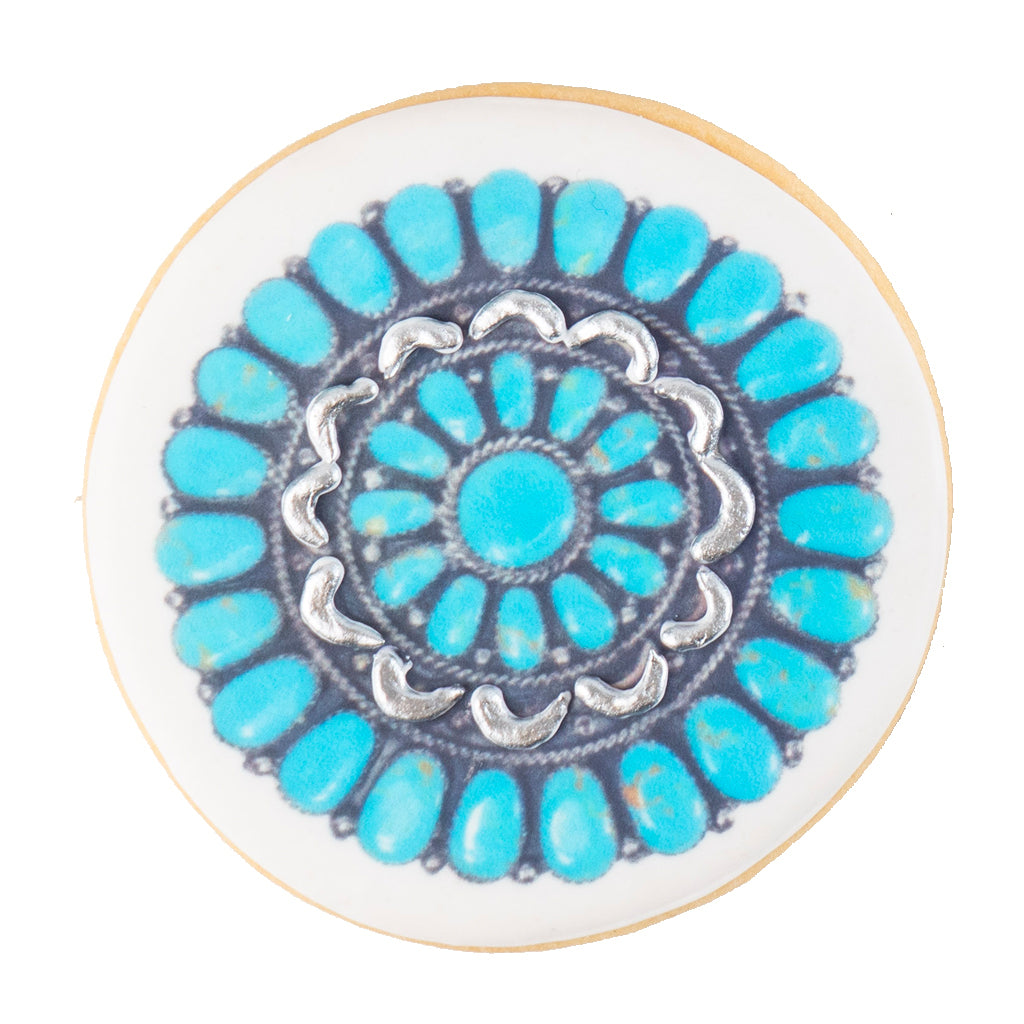 Cowboy Couture cookie with turquoise concho design.