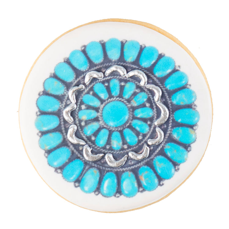 Cowboy Couture cookie with turquoise concho design.