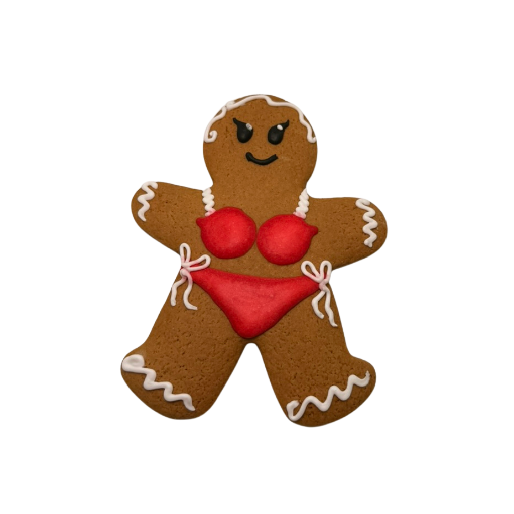 Vacation GingerPeople in a red bikini icing design